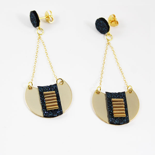 OR172 orecchini in legno dipinti a mano Lacrima d'oro Klimt | Hanùl style, borse dipinte a mano e accessori dipintiHANUL di Giorgino Daniela